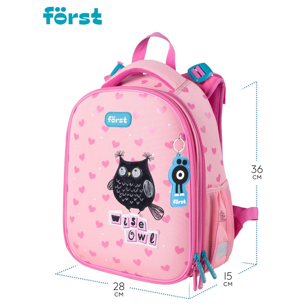 Ранец Först F-Top "Black owl" 36*28*15 см, 2 отделения, 2 кармана, анатомическая спинка