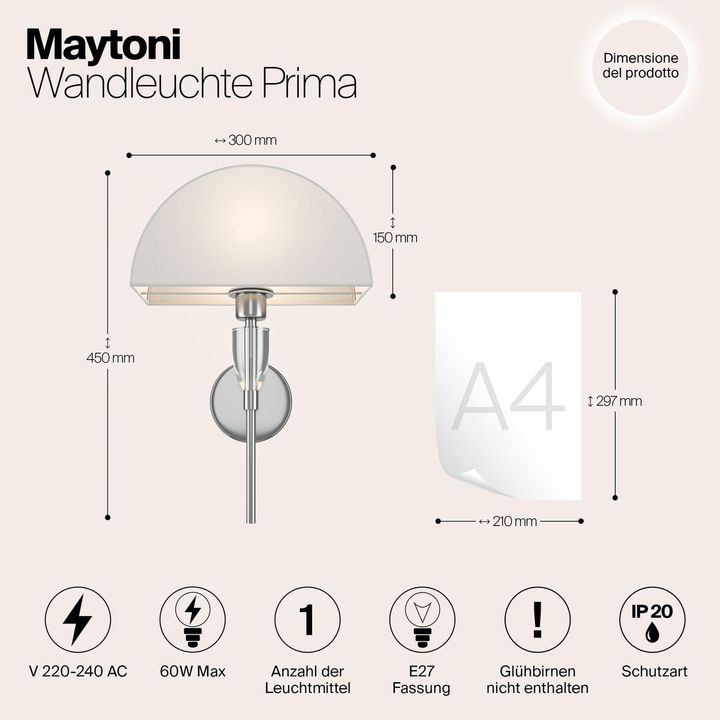 Настенный светильник Maytoni Prima Z034WL-01CH