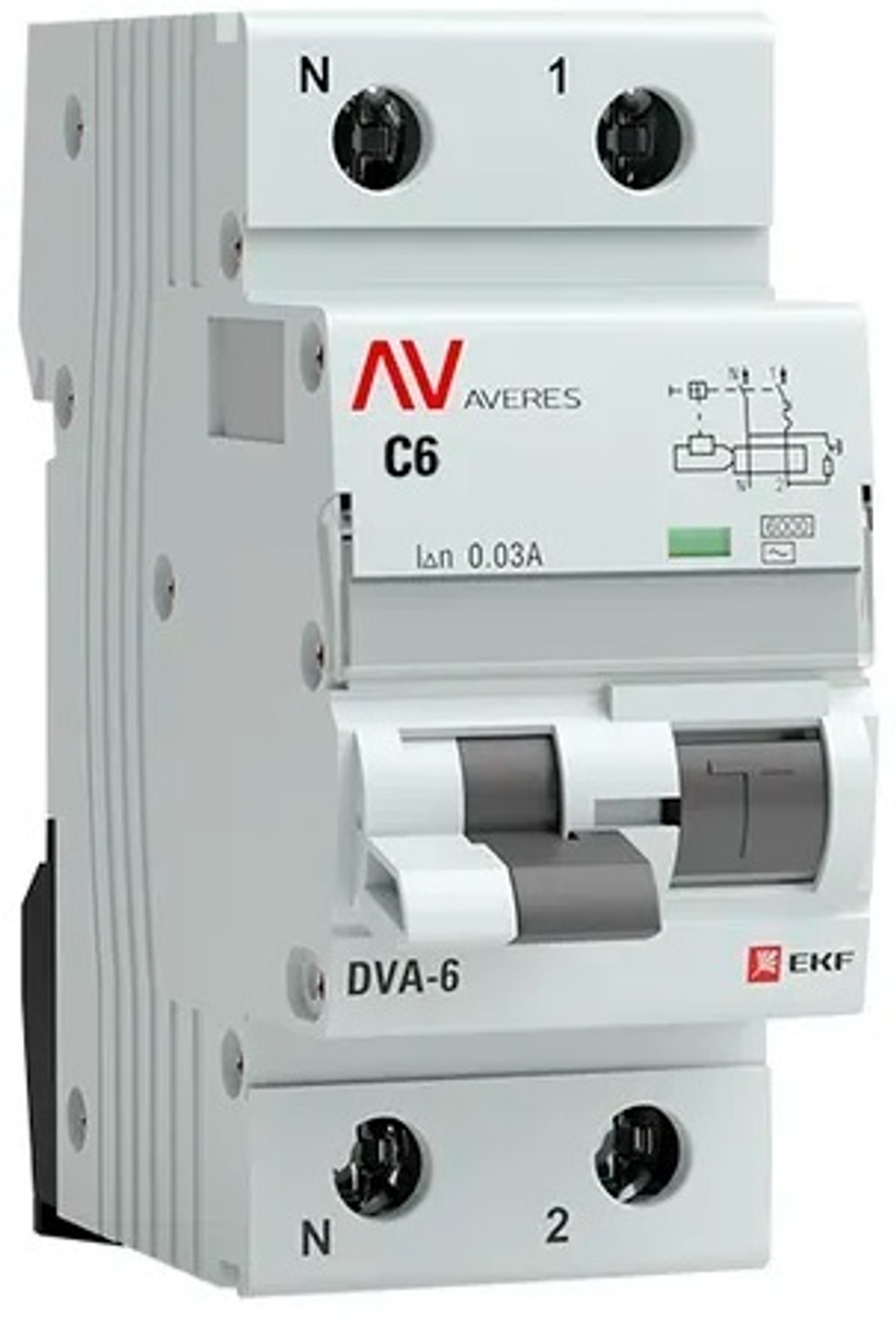 Автомат дифференциальный EKF rcbo6-1pn-6C-30-ac-av