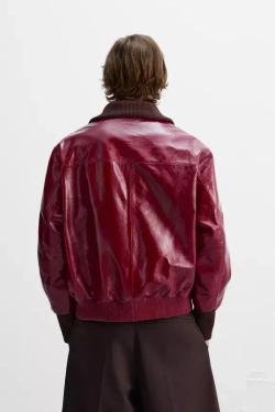 ZARA Х HARRY LAMBERT КОЖАНАЯ КУРТКА, КРАСНОВАТЫЙ