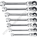 ЗУБР 7 шт, 8 - 19 мм, набор шарнирных трещоточных гаечных ключей, Профессионал (27101-H7)