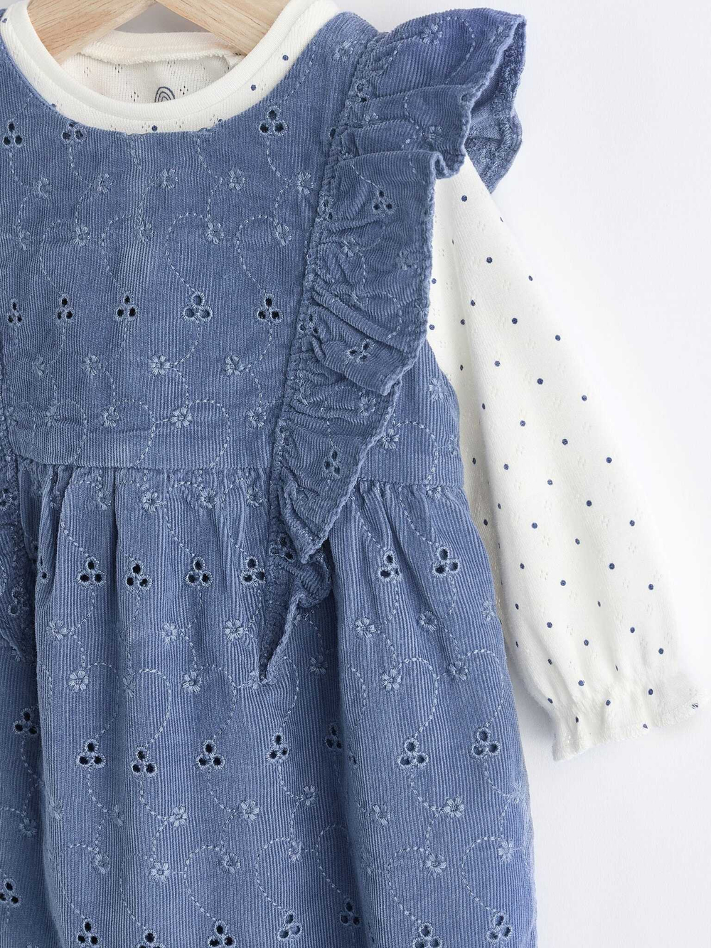 Комбинезон и боди в комплекте для девочки Next Q94-796, Синий, Молочный