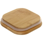 Банка для продуктов стеклянная 600мл «Хай-Тек» с бамбуковой крышкой, квадратная 10*10см