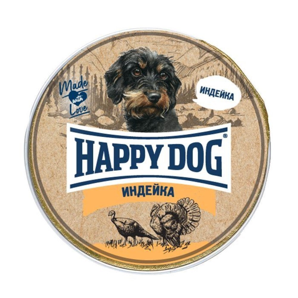 Happy Dog консервы для собак с индейкой 125 г паштет (ал.баночка) (Россия) Natur Line