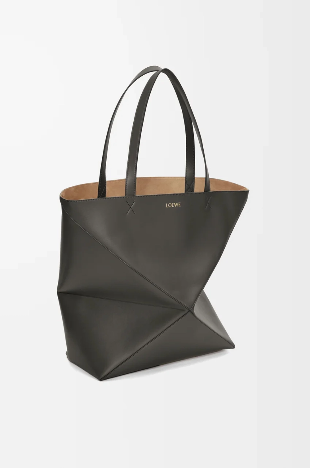 Loewe Сумка-тоут XL Puzzle Fold из блестящей телячьей кожи, темно-серый