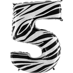 Шар Фольгированный Цифра 5 Zebra (Ассорти)