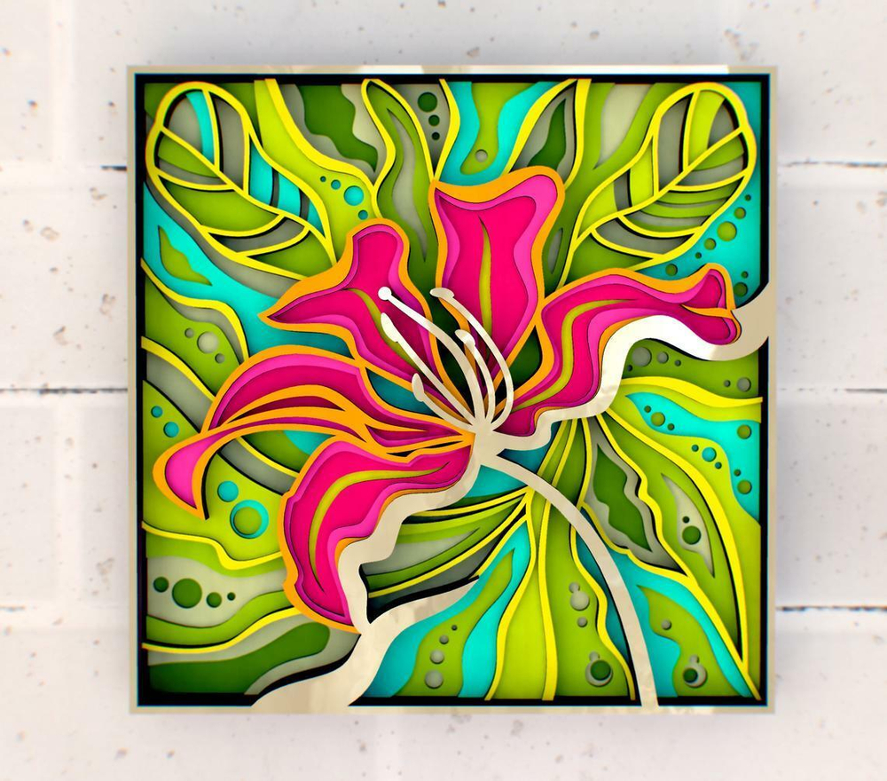 Экзотический цветок от SamCraft - сборные объемные 3D картины из дерева своими руками