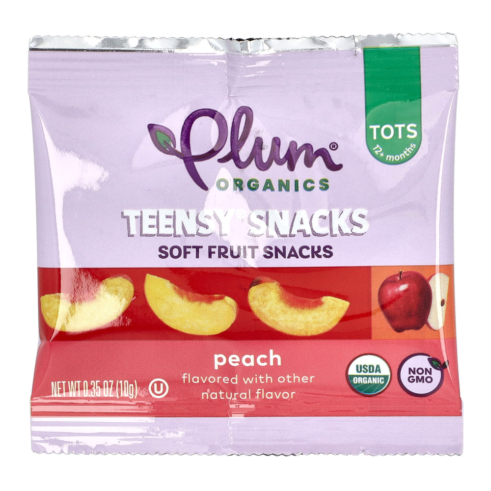 Plum Organics, снеки с фруктами для детей, со вкусом персика, 5 упаковок по 10 г (0,35 унции) каждая