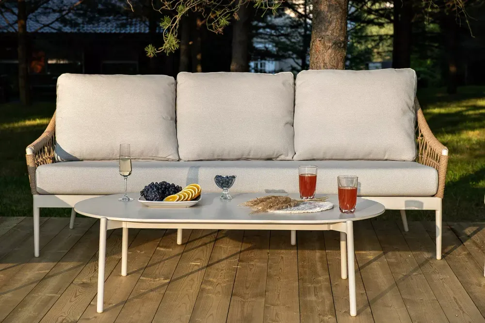 "Венеция" лаунж-зона из искусственного ротанга, цвет соломенный