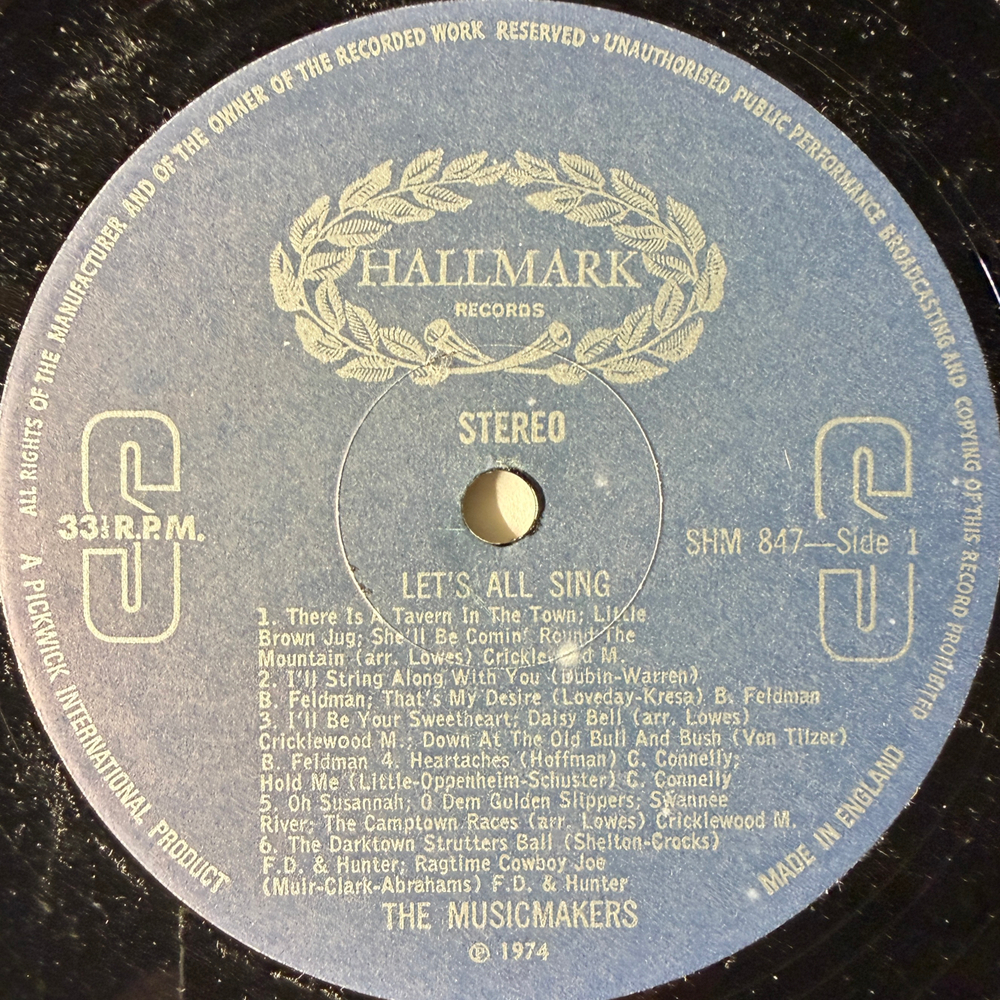 The Musicmakers ‎– Let's All Sing (Англия 1974г.) Т