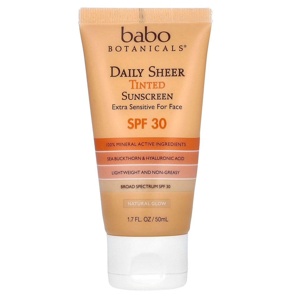 Babo Botanicals, солнцезащитный крем для ежедневного использования, SPF 30, натуральное сияние, без отдушек, 50 мл (1,7 жидк. унции)