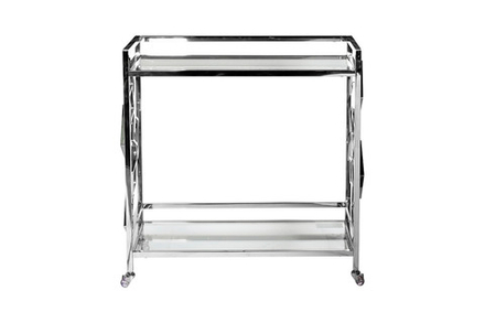 Стол-тележка сервировочная прозрачное стекло/хром