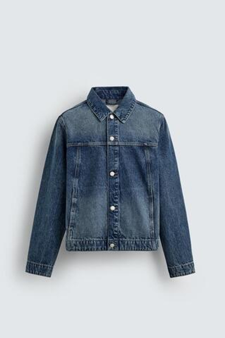 ZARA БАЗОВАЯ ДЖИНСОВАЯ КУРТКА, СИНИЙ