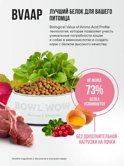 Сухой корм Bowl Wow для стерилизованных кошек, с ягненком, курицей и клюквой - 1,5 кг