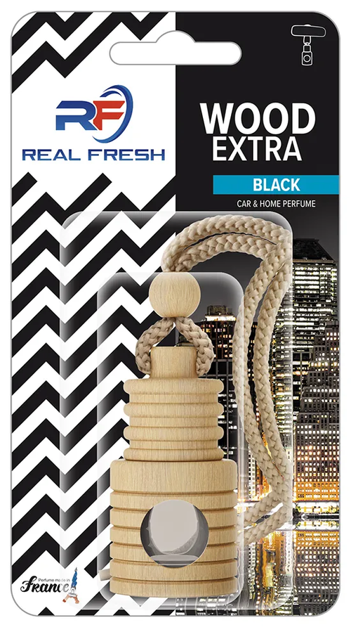 АРОМАТИЗАТОР С ПОДВЕСКОЙ "REAL FRESH" EXTRA WOOD BLACK 5ML