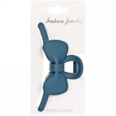 Заколка-краб для волос на блистере «Style Matte», бантик, микс 6 цветов, 11см