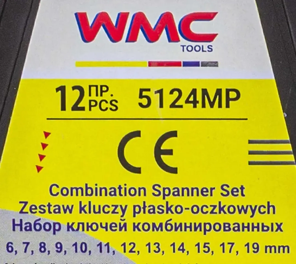 Набор ключей комбинированных 12 пр. (6-15,17,19мм), в пластиковом держателе WMC TOOLS WMC-5124MP