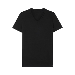Мужская футболка черная HOM TENCEL SOFT Tee-Shirt V Neck 402466_400004