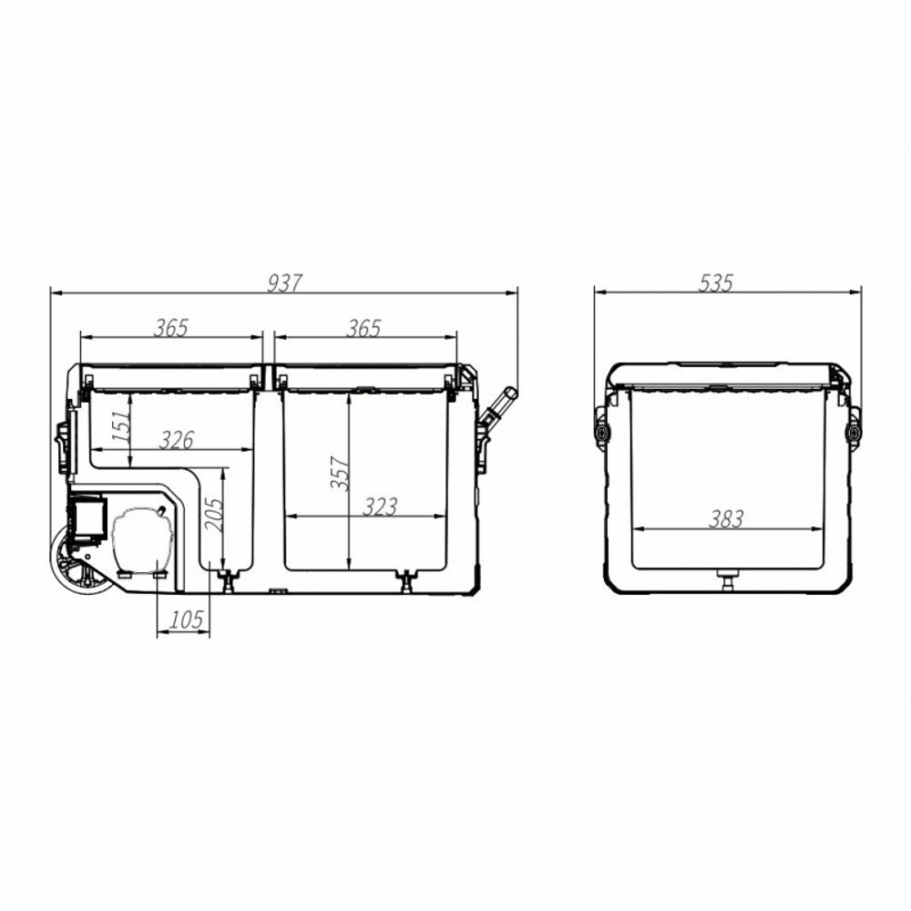 Холодильник автомобильный двухкамерный ALPICOOL TWW (75 л) 12/24/220 В (телескопическая ручка)
