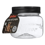 Банка квадратная с тиснением love kitchen 0,6л (черный)