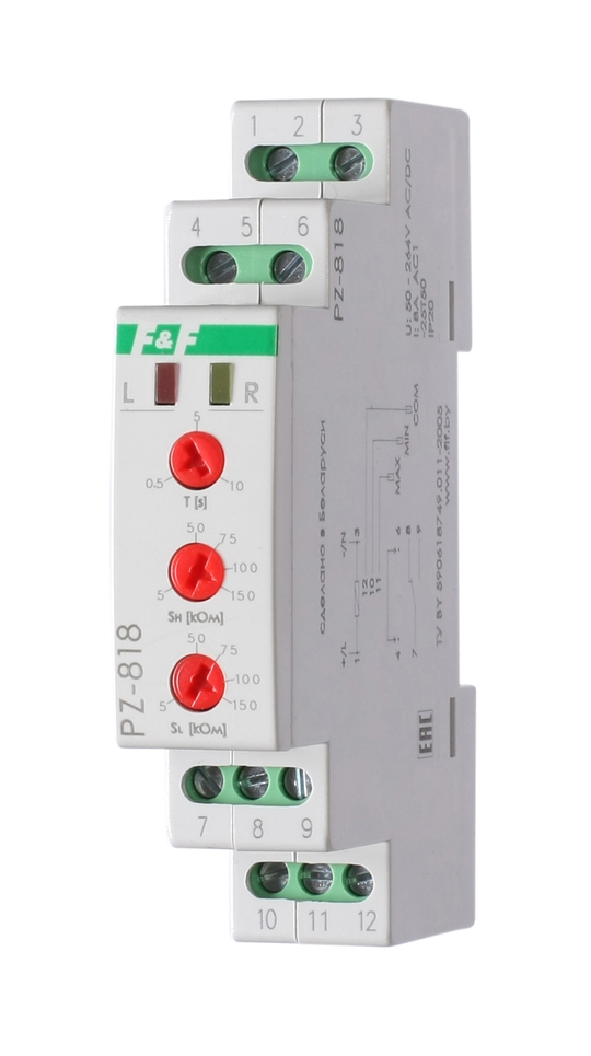Реле контроля уровня жидкости PZ-818 8А 1NO/NC (без датчиков, двухуровн., выбор режима работы)