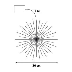 ULD-H3030-150-DTA-3AA-RC WARM WHITE IP20 FIREWORKS Фигура светодиодная Фейерверк на батарейках 3AA не в-к. 30х30см. Подвесная. 120 светодиодов. Теплый белый свет. Пульт ДУ в-к. Провод прозрачный. TM Uniel