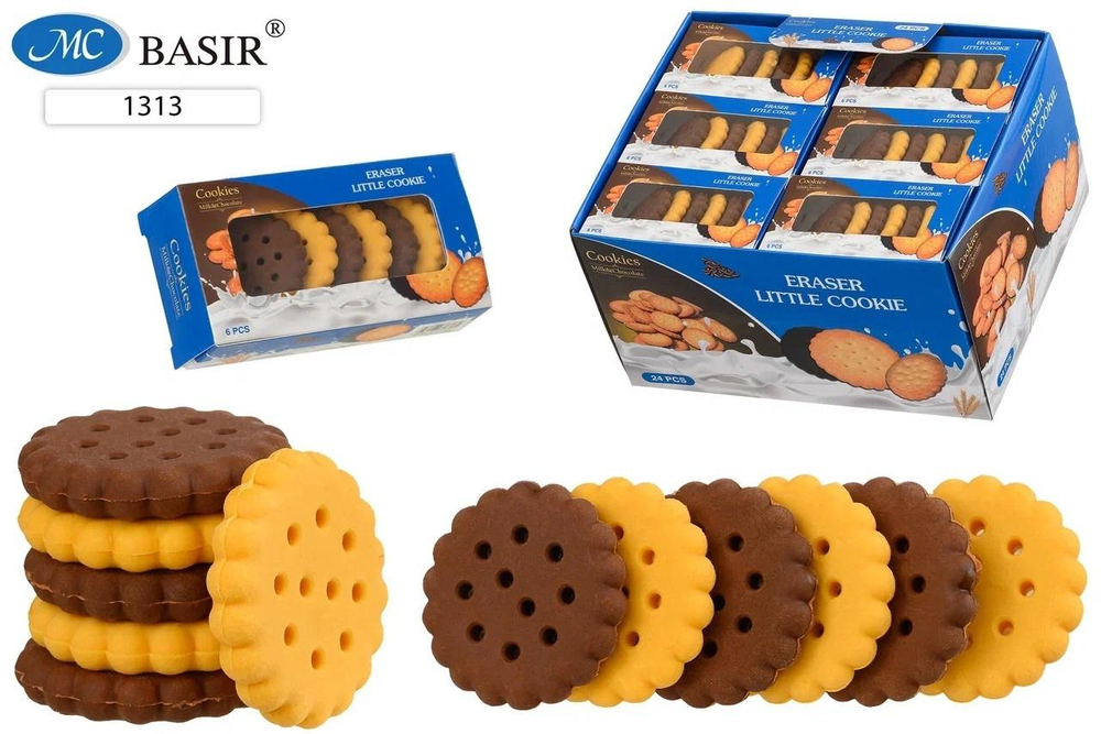 Набор ластиков 6 шт. "Печенье" d-3 см. (Basir)