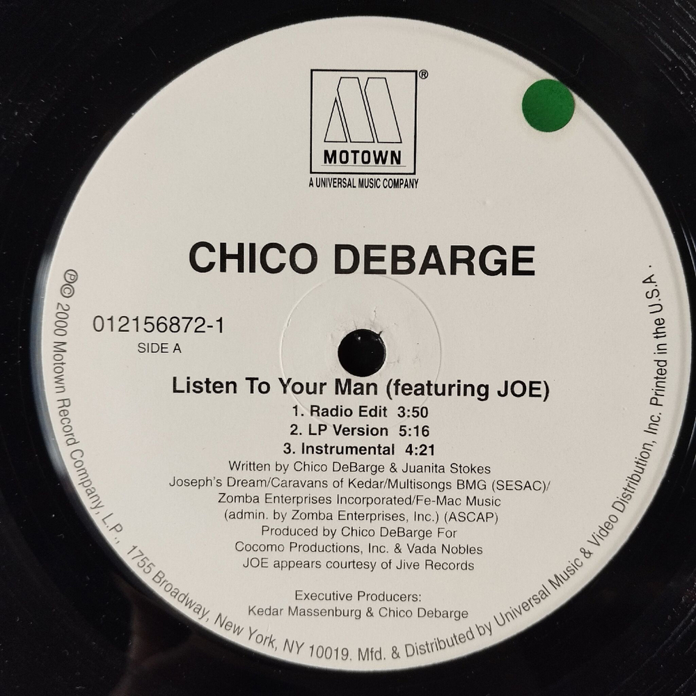 Винтажная виниловая пластинка LP Chico DeBarge Featuring Joe Listen To Your Man (USA 2000)