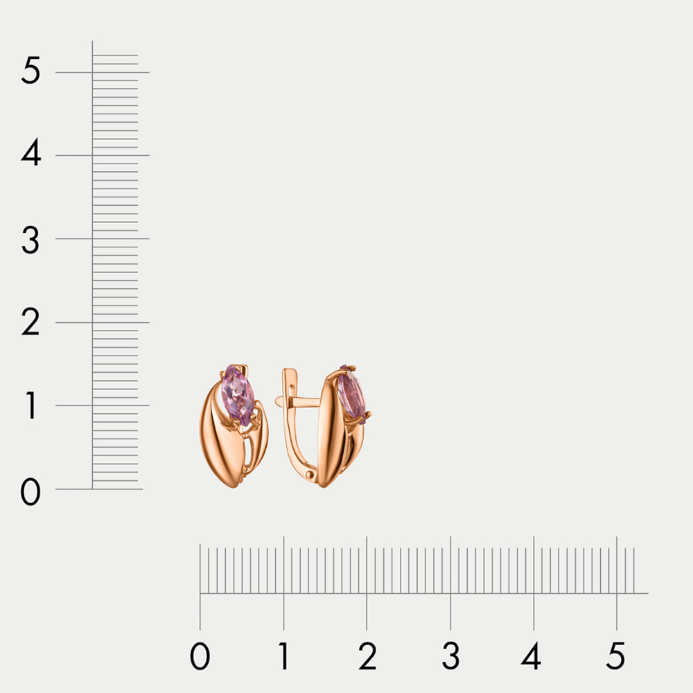 Серьги с аметистами для женщин из розового золота 585 пробы (арт. 200-1296_am-001)