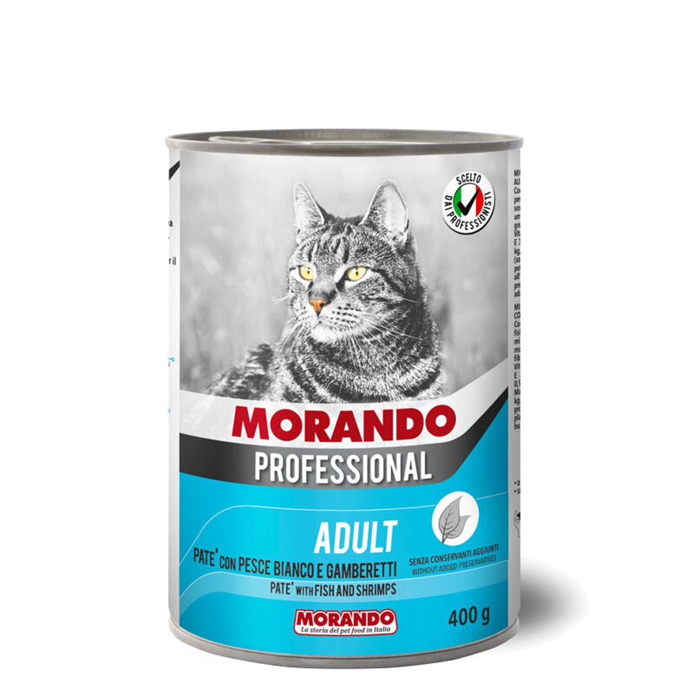 Morando Professional консервированный корм для кошек паштет с белой рыбой и креветками 400 г