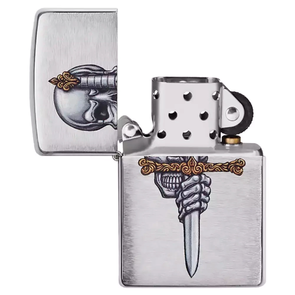 Зажигалка Zippo 49488 Sword Skull Design, Brushed Chrome