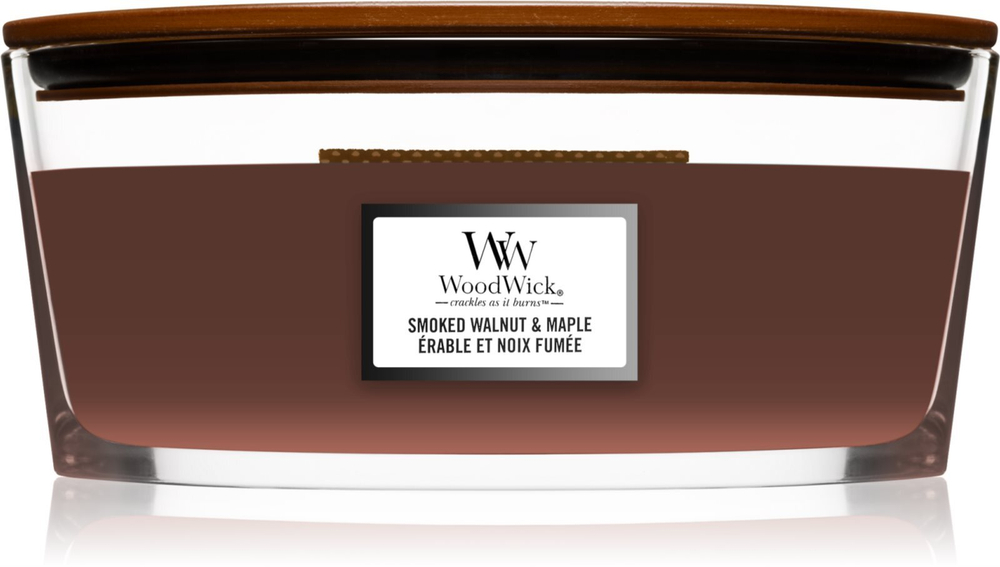 Woodwick Smoked Walnut & Maple - ароматическая свеча с деревянным фитилем (хартвик) /   453,6  g  / GTIN 5038581121321