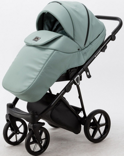 Детская коляска Adamex Porto Deluxe 2 в 1 PO-SA20 (СЕР-ЗЕЛЁН.КОЖА)