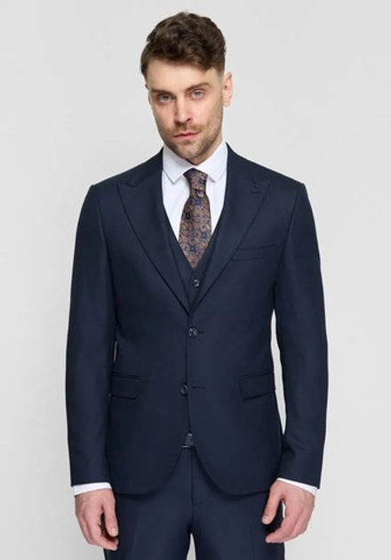 Мужской классический костюм тройка (синий) Б31