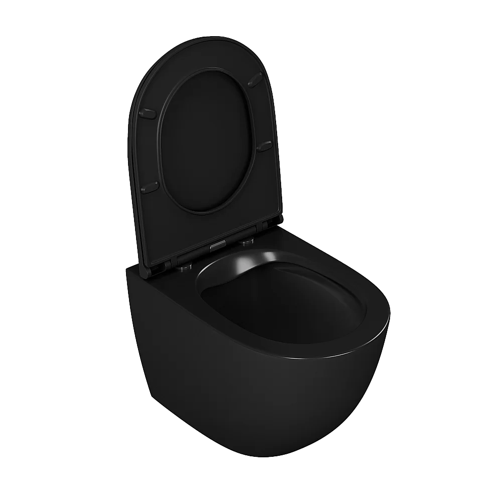 Унитаз подвесной D&K Matrix DT1396025 черный матовый, безободковый, с крышкой микролифт