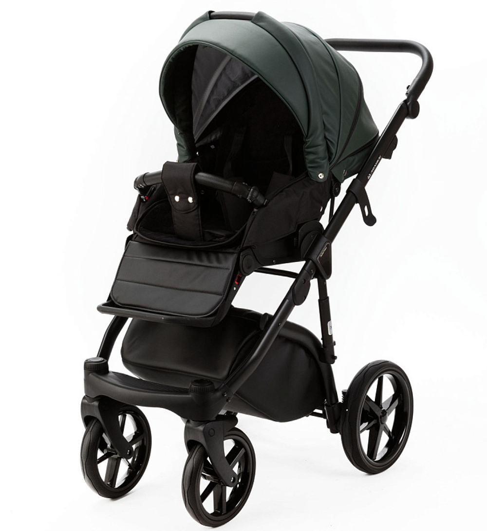 Детская коляска Adamex Nola Deluxe 2 в 1 N-SA29 (Т. ЗЕЛЕНЫЙ КОЖА)
