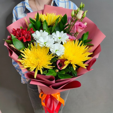 Летний букет с хризантемой сорта "ANASTASIA"