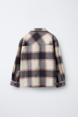 ZARA КУРТКА-РУБАШКА В КЛЕТКУ, КРАСНЫЙ