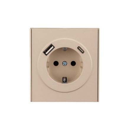 Розетка STRONG 1-ая с/з с/у з/ш 16А с USB A+C быстрой зарядки 5В/3А шелк KRANZ