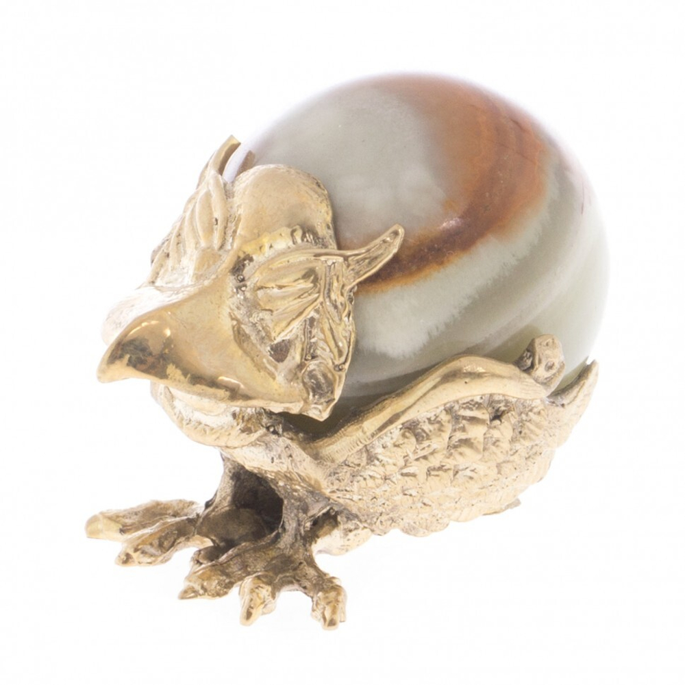 Статуэтка сувенир "Попугай с шаром" бронза камень оникс G 122070