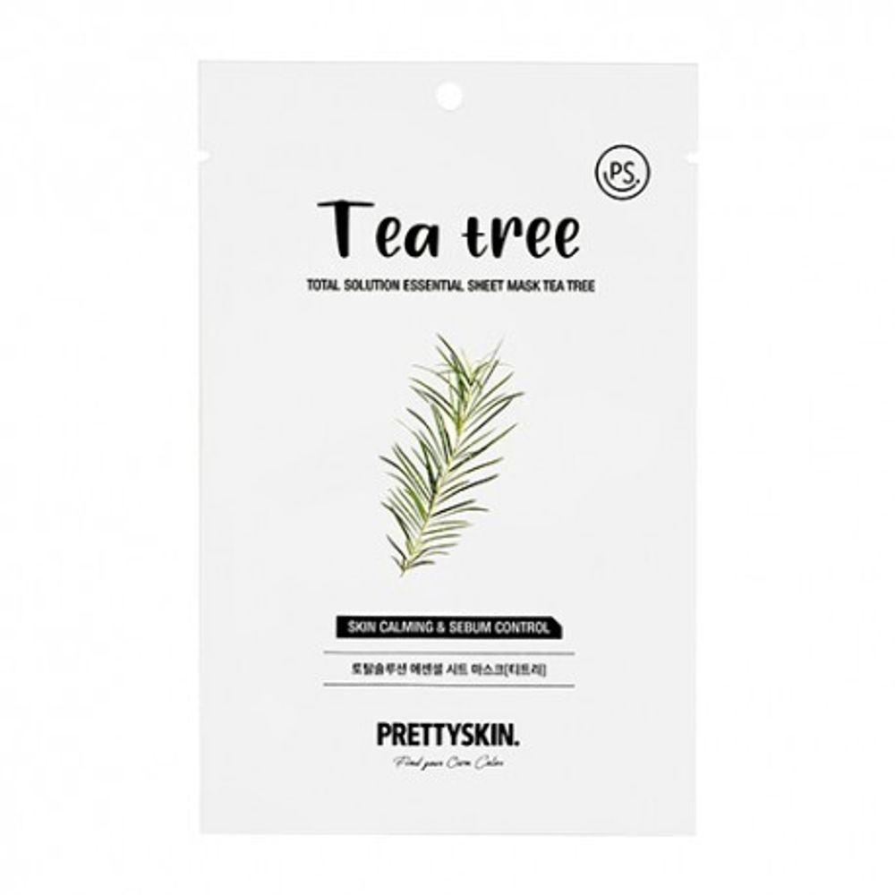 Тканевая маска с экстрактом чайного дерева PRETTYSKIN Total Solution Essential Sheet Mask Tea Tree