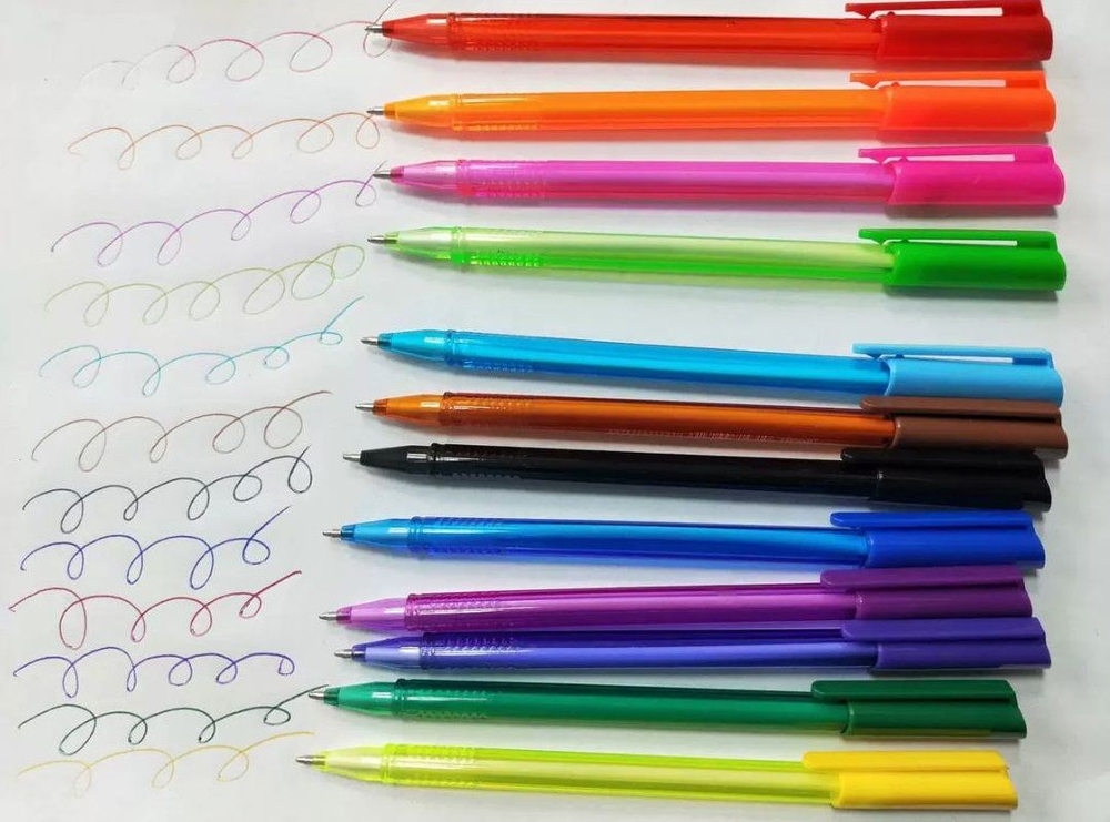 Ручка шариковая масляная, набор из 4-х цветных шариковых ручек, школьный