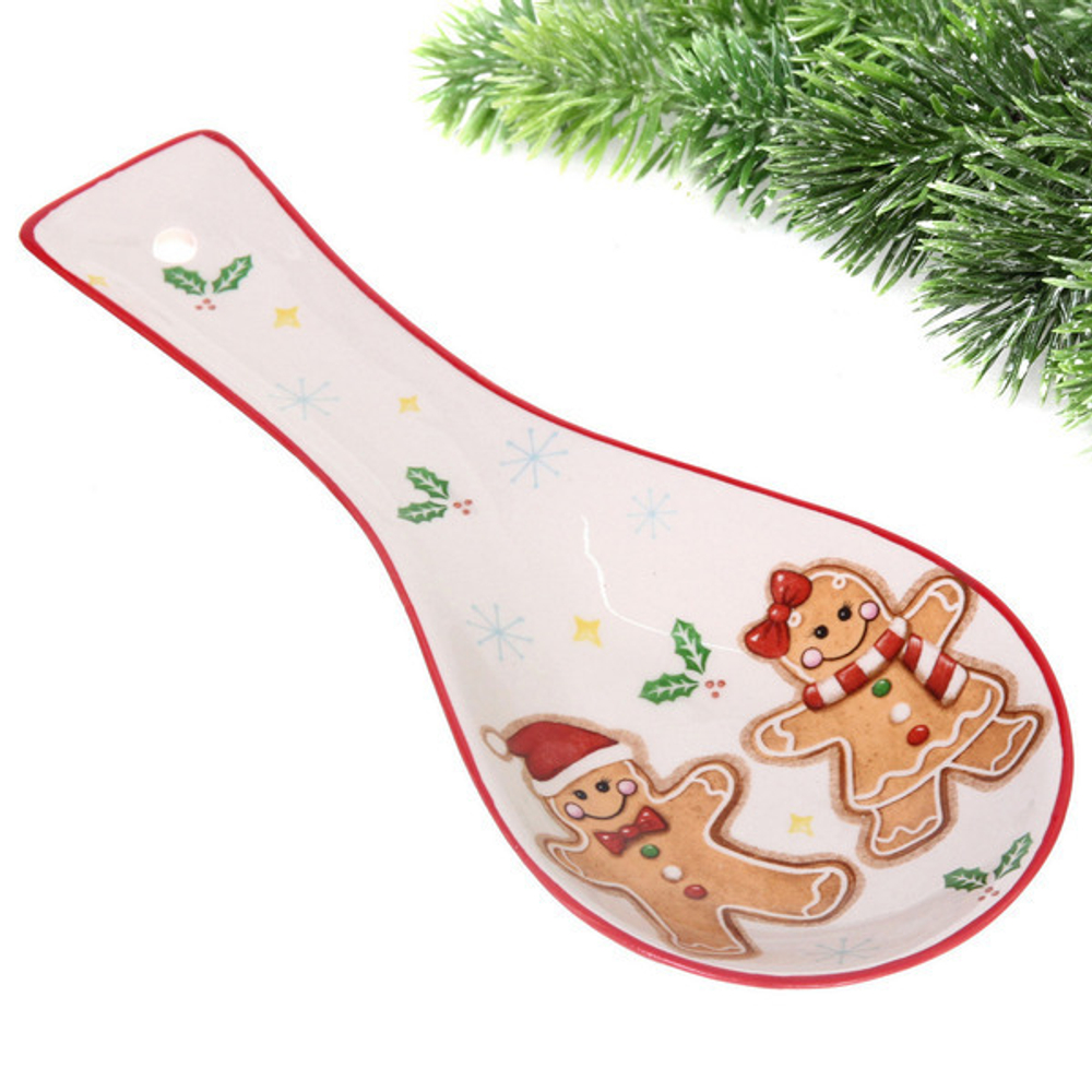 Подставка под ложку керамическая «Пряничные человечки» 24,5*10,5*3,1см