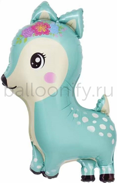 Шар (38''/97 см) Фигура, Олененок, Мятный, 1 шт.
