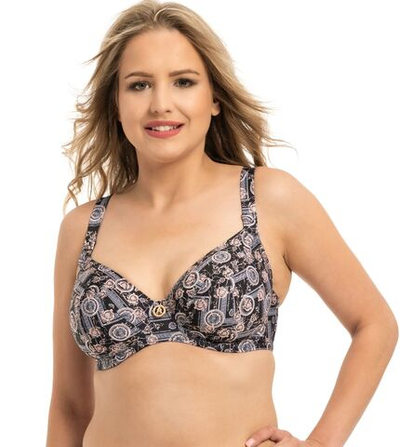 Черный купальный лиф с принтом (Размер: 85G) (Цвет: черный)