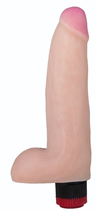 Телесный вибратор-реалистик с мошонкой - 23,7 см. (Цвет: телесный)