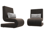 Кресло Волна (2 шт.), коричневый/серый, Велюр, 115676