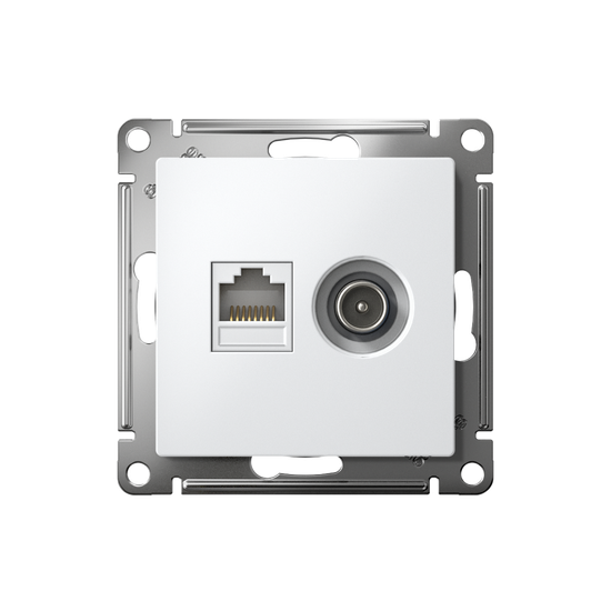 Розетка компьютерная + телевизионная 2-м СП AtlasDesign RJ45 кат.5E + TV механизм лотос SE ATN001389