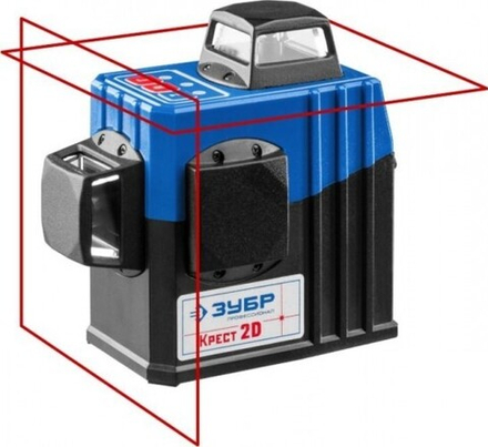 Лазерный уровень ЗУБР 2D крест 2d №2 нивелир 2х360° 34907-2