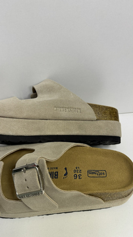 Сабо Birkenstock на утолщенной подошве бежевые